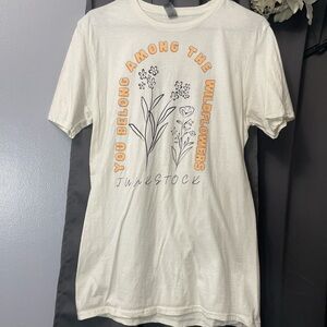 Gildan White Tee with Orange and Black Print